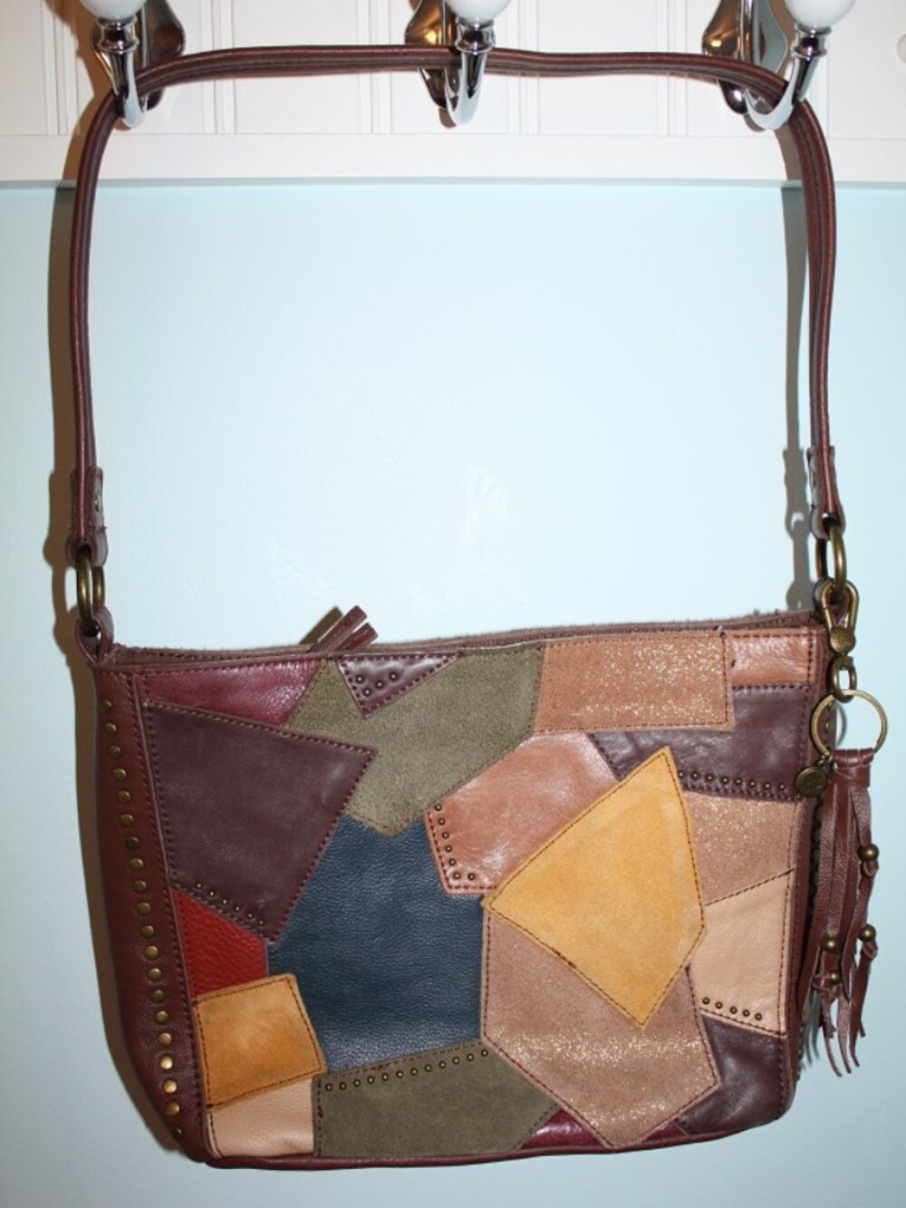 The SAK Indio Demi Multicolor Patchwork Leather Boho Hippie Shoulder Purse